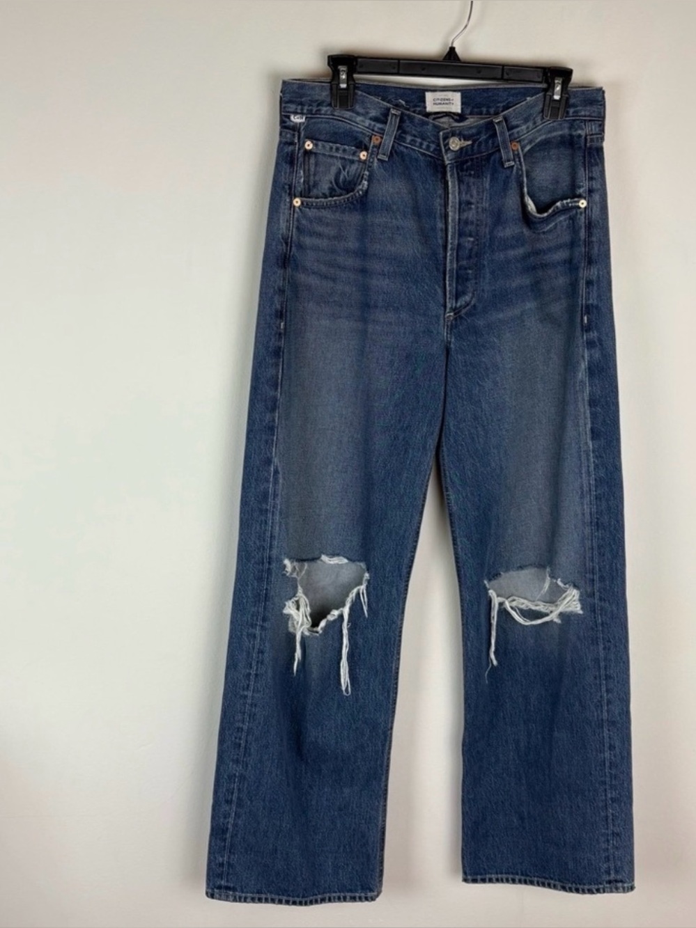 Citizens of Humanity Ayla Baggy Distressed Jeans Dark Wash Size 28